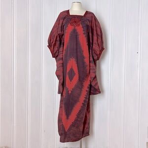 Red and Black Resort Wear Dress with Dolman Sleeves